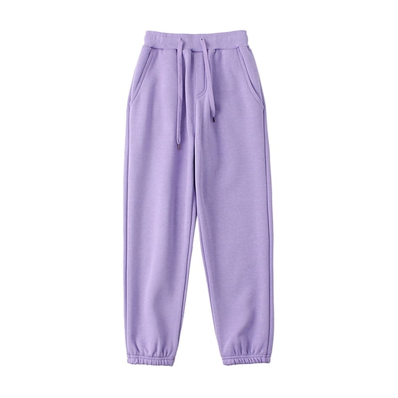 BXINGOHAI Kids Soft Fleece Lined Sweatpants Fashion Solid Jogger Pants Drawstring Elastic Waist Athletic Pants Fall Winter Thermal Sweatpant Today Purple,10 Years