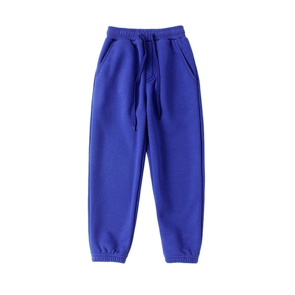 BXINGOHAI Kids Soft Fleece Lined Sweatpants Fashion Solid Jogger Pants Drawstring Elastic Waist Athletic Pants Fall Winter Thermal Sweatpant Today Sales Blue,6 Years