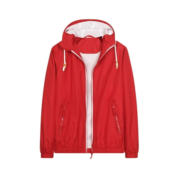 BXINGOHAI Lightweight Hoodie Jackets for Men Full Zip Long Sleeve Windbreaker Jacket With Zip Pockets Sun Protection Coats 2024 Streetwear Outwear Sale Red,M
