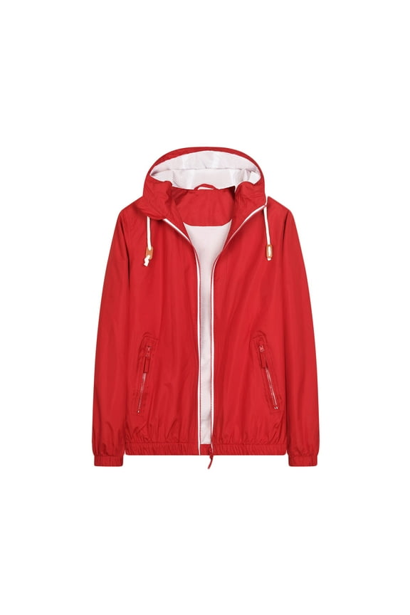 Lightweight Hoodie Jackets for Men Full Zip Long Sleeve Windbreaker Jacket With Zip Pockets Sun Protection Coats 2024 Streetwear Outwear Today Red,XL