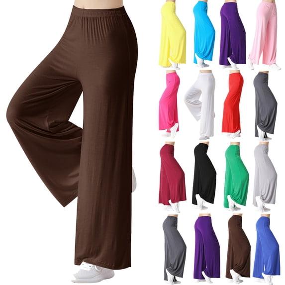 BXINGOHAI Lightweight Wide Leg Pants for Women High Waisted Loose Casual Lounge Travel Work Sweatpants Yellow XXL