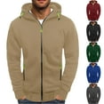 thumbnail image 1 of BXINGOHAI Lightweight Zip Hoodie for Men Full Zip Casual Cotton Hoodie, Soft Long Sleeve Khaki 2XL, 1 of 6