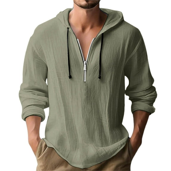 BXINGOHAI Lightweight Zip Hoodie for Men – Full Zip Casual Cotton Hoodie, Soft Long Sleeve Tops Army Green XL