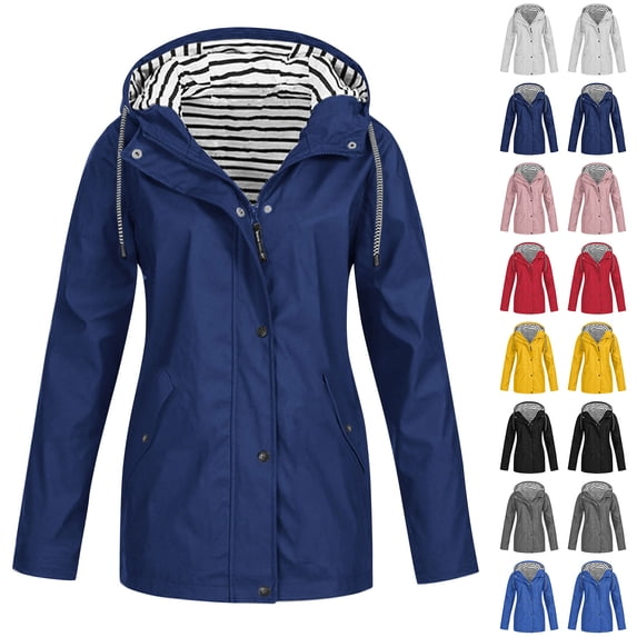 BXINGOHAI Long Rain Jacket for Women Waterproof Rain Coat with Hood Outdoor Light Raincoats Windbreaker Gray M