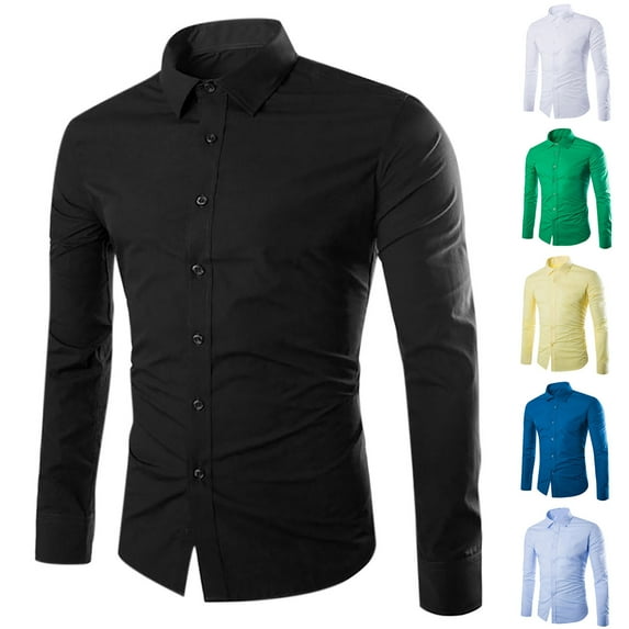 BXINGOHAI Long Sleeve Button Up Shirts for Men Casual Business Shirt with Pocket Solid Regular Fit Shirts for formal Wedding Today Blue,3XL