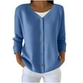 thumbnail image 1 of BXINGOHAI Long Sleeve Crewneck Button Down Womens Sweaters Fall Open Front Chunky Cardigan Sweaters for Women Blue 4XL, 1 of 5