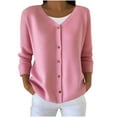 thumbnail image 1 of BXINGOHAI Long Sleeve Crewneck Button Down Womens Sweaters Fall Open Front Chunky Cardigan Sweaters for Women Pink S, 1 of 6