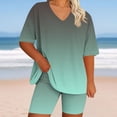 thumbnail image 1 of BXINGOHAI Lounge Set Women Pajama Set Short Sleeve Top and Shorts Set Two Piece Shorts Outfits Set Green L, 1 of 5