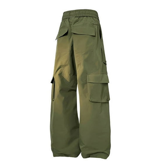 BXINGOHAI Men Cargo Pants Drawstring Baggy Pants Elastic Waist Workout Pants Solid Color Work Pants Outdoor Running Hiking With 6 Pockets Today Deals Army Green,XXXL