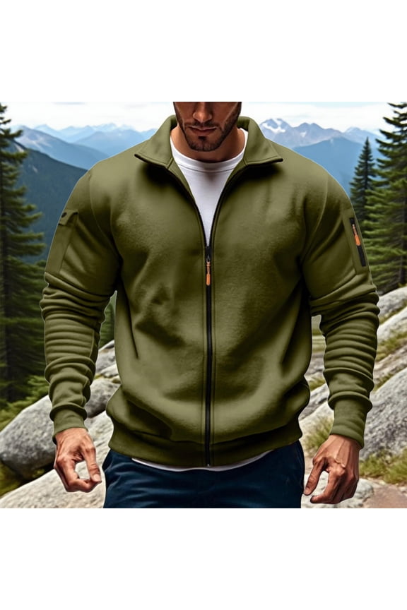 Men Full Zip Up Fleece Warm Thick Jackets Heavyweight Sherpa Lined Coat