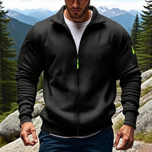 BXINGOHAI Men Full Zip Up Fleece Warm Thick Jackets Heavyweight Sherpa Lined Coat