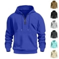 thumbnail image 1 of BXINGOHAI Men Quarter Zip Hoodie Fleece Lightweight Mens Half Zip Pullover Long Sleeve Drop Shoulder Hooded Sweatshirt Sky Blue L, 1 of 3
