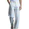 thumbnail image 1 of BXINGOHAI Men'S Casual Cotton Cargo Pants Comfy Breathable Workout Pants Outdoor Gym Jogging Pants Solid With Pocket Elastic Waist Pants Fall Savings White,XXL, 1 of 3