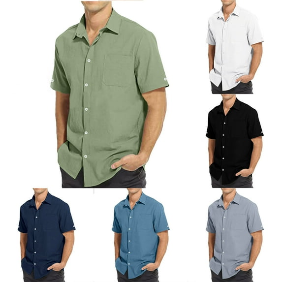 BXINGOHAI Men Shirts Casual Button Down Shirt Men Short Sleeve Button Down Shirts Casual Button Up Shirts for Men Sky Blue,2XL