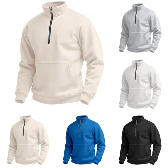 BXINGOHAI Men's 1/4 Zip Pullover Sweatshirts Waffle Soft Sweatshirts with Pockets for Running Athletic Workout Golf with Pockets Black,2XL