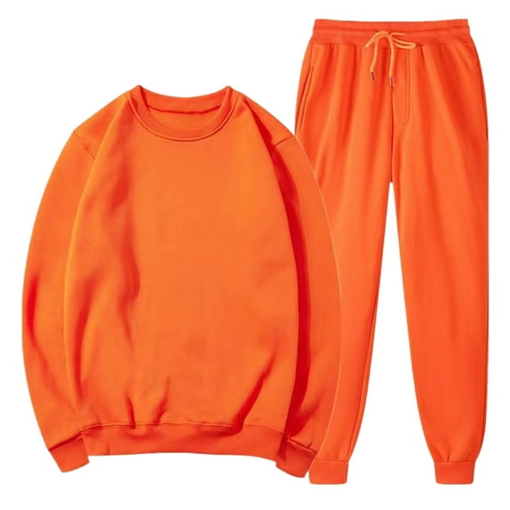 BXINGOHAI Men's 2 Piece Outfits Casual Pullover Sweatshirt Tracksuit Joggers Sweatpants Sweatsuit Set Jogging Athletic Suits Orange 2XL