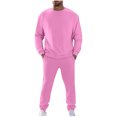 thumbnail image 1 of BXINGOHAI Men's 2 Piece Outfits Crew Neck Sweatshirt Tracksuit & Joggers Sweatpants Sweatsuit Set Pink,S, 1 of 6