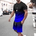thumbnail image 1 of BXINGOHAI Men's 2 Piece Outfits Short Sets Short Sleeve T Shirt and Track Shorts Set Blue,2XL, 1 of 6