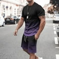 thumbnail image 1 of BXINGOHAI Men's 2 Piece Outfits Short Sets Short Sleeve T Shirt and Track Shorts Set Today Purple,4XL, 1 of 6