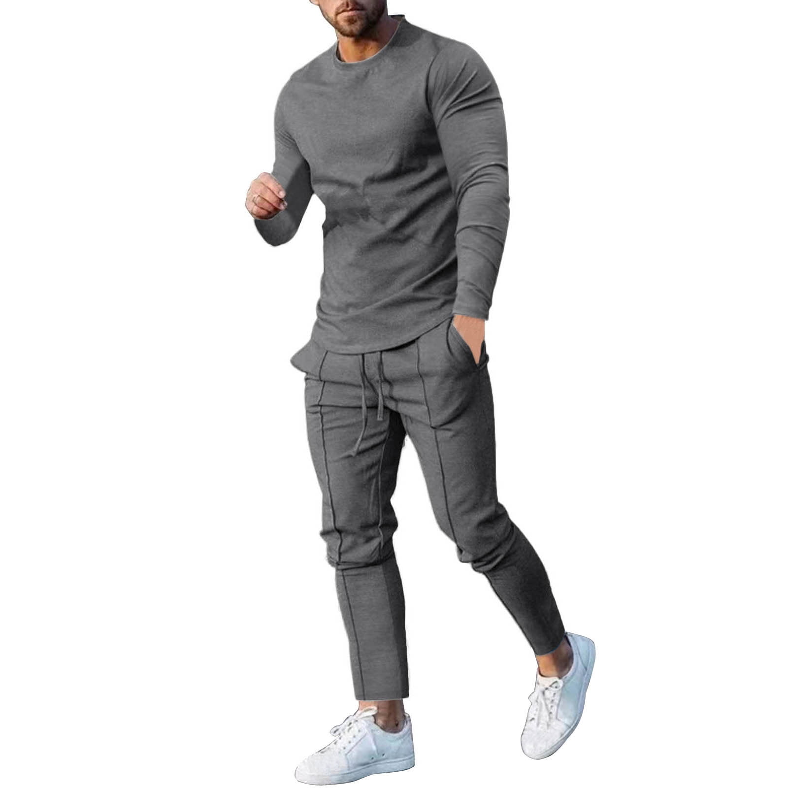 BXINGOHAI Men's 2 Pieces Outfits Casual Solid Sweatsuits Slim Fit Long ...