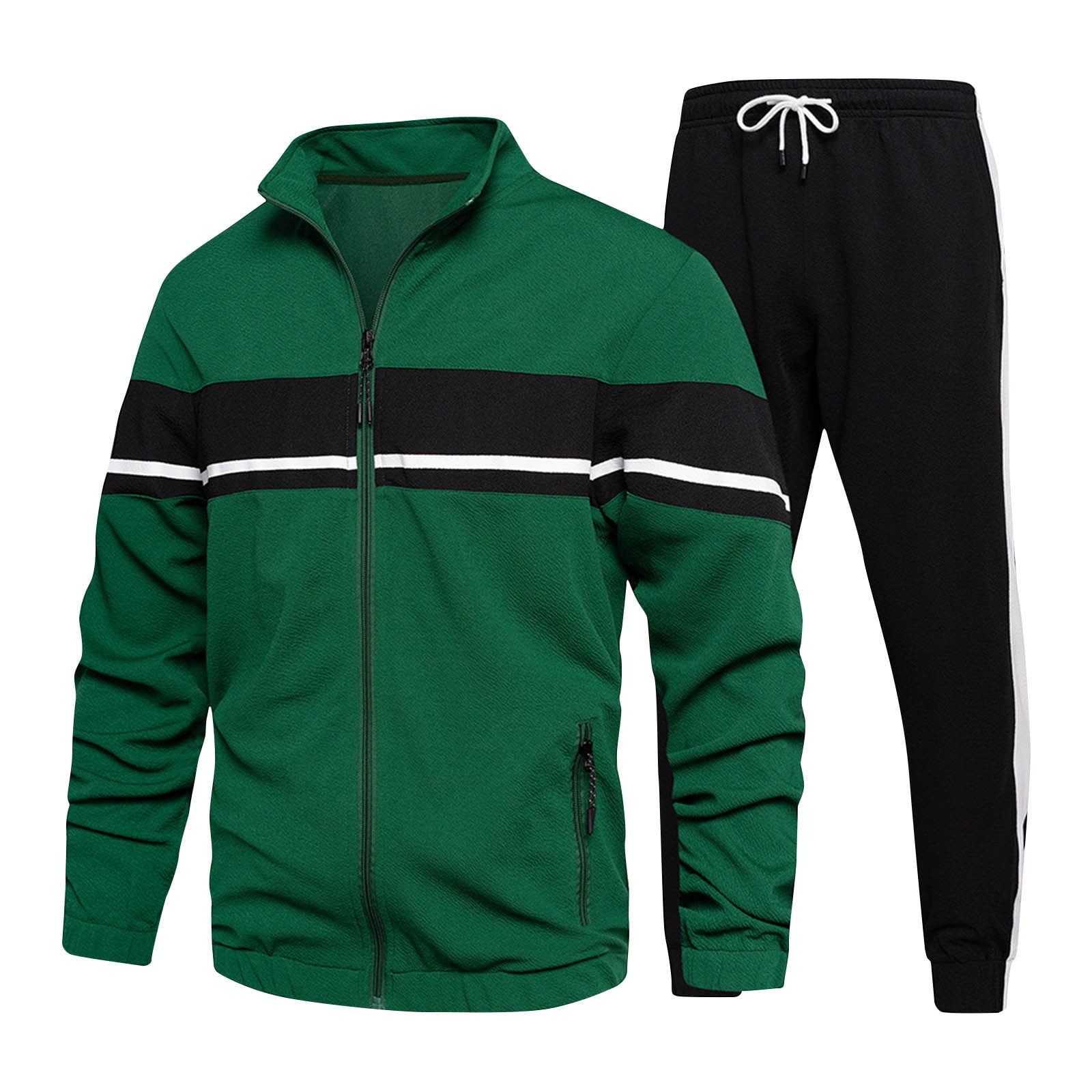 BXINGOHAI Men's 2 Pieces Sweatsuits Color Blocked Tracksuits Full Zip
