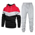 thumbnail image 1 of BXINGOHAI Men's 2 Pieces Sweatsuits Drawstring Color Block Hoodies Tracksuit Long Sleeve Sweatshirts and Elastic Waist Sweatpants Outdoor Jogging Workout Outfits Fall Savings Red,XXL, 1 of 5