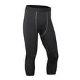 thumbnail image 1 of BXINGOHAI Men's 3/4 Compression Pants with Pockets Running Workout Athletic Tights Capri Leggings Base Layer Basketball Gym Black,2XL, 1 of 6