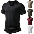 thumbnail image 1 of BXINGOHAI Men's 3 Button Henley Shirts Short Sleeve Casual Basic Tees Classic Henley Summer Solid T Shirts with Pocket White,M, 1 of 6