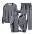 thumbnail image 1 of BXINGOHAI Men's 3 Piece Tracksuit Set Athletic Sports Sets Big And Tall Casual Full Zip Sweatsuits Long Sleeeve Sweatshirts And Elastic Waist Sweatpants Today Sales Gray,M, 1 of 2