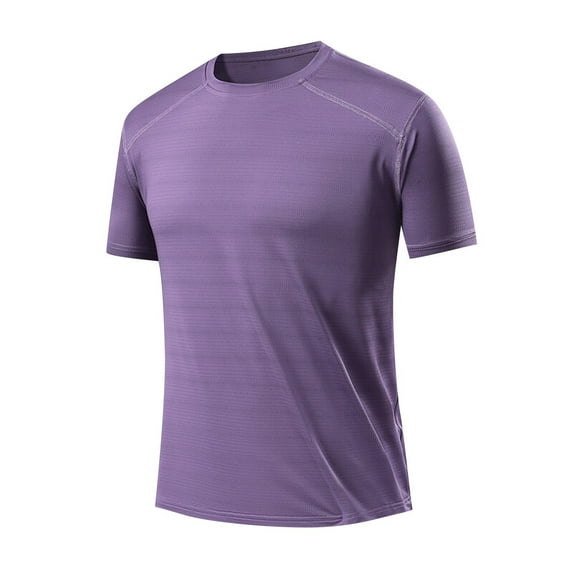 BXINGOHAI Men's Athletic Shirts Workout Running Quick Dry Tee Shirts, Loose Fit T-Shirts, Sports Gym Short Sleeve Shirts Purple,4XL