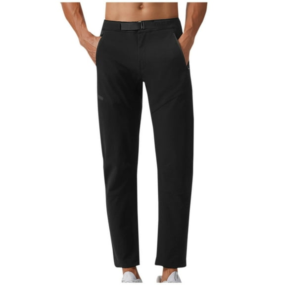 BXINGOHAI Men's Big And Tall Pants Nylon Lightweight Solid Pant Resistant Elastic Waistband Pants Outdoor Running Workout Pant With Pocket Black,XXXL