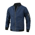 thumbnail image 1 of BXINGOHAI Men's Bomber Jacket Lightweight Casual Spring Fall Windbreaker Zip Up Coat Stand Collar jackets with zip Pocket Dark Blue,XXL, 1 of 6