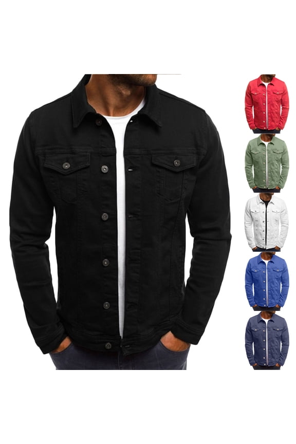 Men's Button Down Shirts Casual Long Sleeve Shacket Jacket with Flap Pockets Today Navy,L