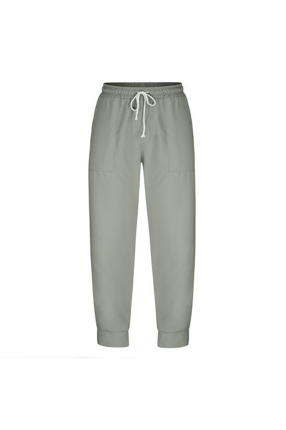 Men's Cargo Pants Drawstring Trapped Pants With Pockets Casual Wrinkle Resistant Work Pants Elastic Waistband Solid Sport Long Pant Green,M