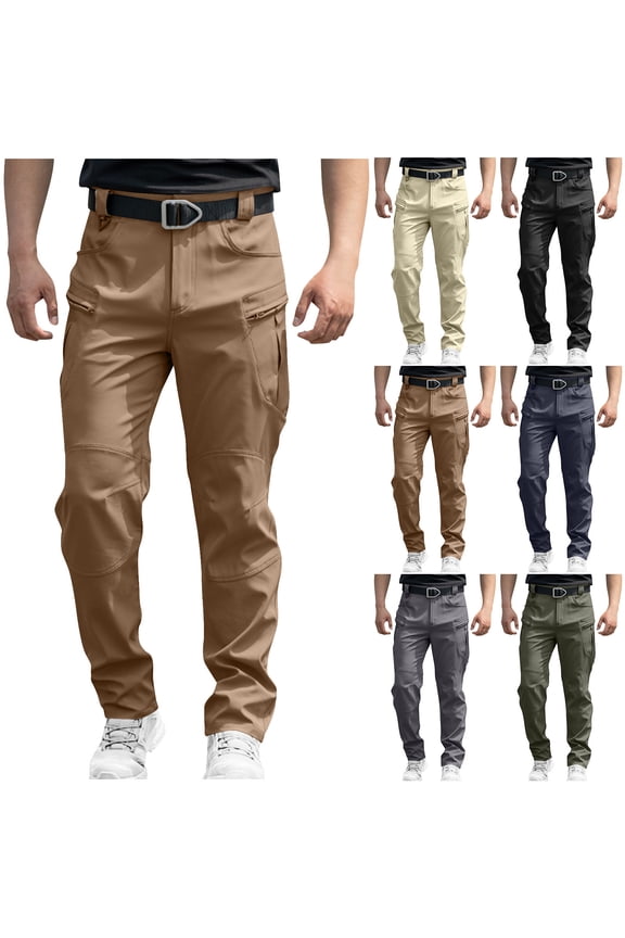 Men's Cargo Pants Ripstop Hiking Work Pants Outdoor Multi Pockets Tactical Pants Beige M