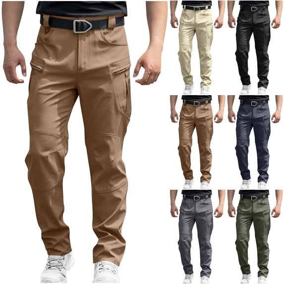 BXINGOHAI Men's Cargo Pants Ripstop Hiking Work Pants Outdoor Multi Pockets Tactical Pants Gray S