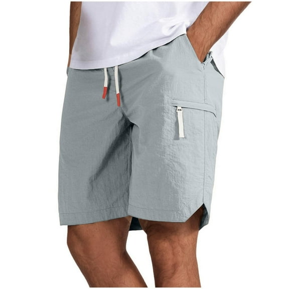 BXINGOHAI Men's Cargo Shorts Elastic Waist Casual Outdoor Lightweight Work Shorts with Multi Pockets Gray,4XL