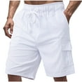 thumbnail image 1 of BXINGOHAI Men's Cargo Shorts with Elastic Waistband - Work Shorts with Pockets no Lined Stretch Outdoor Hiking Shorts White,S, 1 of 6