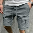 thumbnail image 1 of BXINGOHAI Men's Cargo Shorts with Multi-Pockets Elastic Waist Linen Cotton 2025 Summer Casual Gray,2XL, 1 of 6