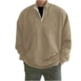 thumbnail image 1 of BXINGOHAI Men's Casual 1/4 Zip Hoodless Sweatshirt Breathable Comfy Pullover Tops Fleece Solid Long Sleeve Shirts 2025 Outdoor Daily Sweatshirt Beige,XL, 1 of 6