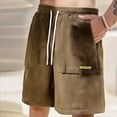 thumbnail image 1 of BXINGOHAI Men's Casual 5" Shorts Corduroy Elastic Waist Drawstring Summer Beach Short Brown,L, 1 of 4