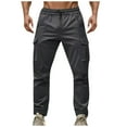 thumbnail image 1 of BXINGOHAI Men's Casual Cargo Pants Workout Joggers Stretch Sweatpants Hiking Drawstring Tactical Pants with Multi Pockets Today Sales Dark Gray,M, 1 of 6