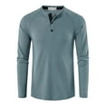thumbnail image 1 of BXINGOHAI Men's Casual Henly Shirts Waffle Long Sleeve Crewneck T-Shirts Solid Buttons Slim Fit Shirt Base Layer Tops 2024 Outdoor Clothes Today Blue,XXL, 1 of 3