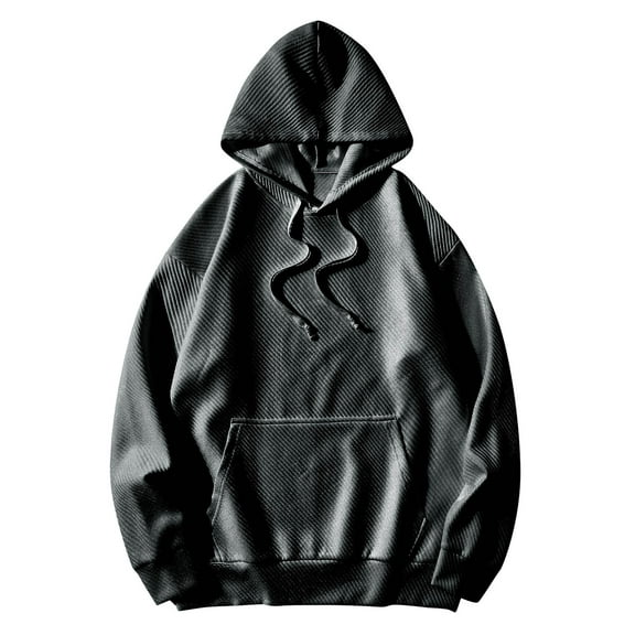 BXINGOHAI Men's Casual Hoodie Sweatshirt Basic Solid Pullover Sweatshirts Resistant Long Sleeve Hooded Tops With Kangaroo Pocket Drawstring Black,M