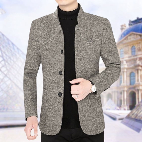 BXINGOHAI Men's Casual Knit Blazer Suit Jackets Button Lightweight Sport Coat Gray 3XL