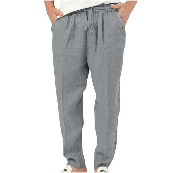 BXINGOHAI Men's Casual Long Pants Resistant Drawstring Workout Pants Solid Elastic Waistband Pants Athletic Gym Pants With Drawstring Today Deals Gray,M