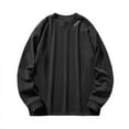 thumbnail image 1 of BXINGOHAI Men's Casual Long Sleeve Tops Solid Color Round Neck Pullover Shirts Loose Fit Lightweight Drop Shoulder Sweatshirt Black,XXXL, 1 of 3