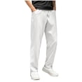 thumbnail image 1 of BXINGOHAI Men's Casual Pants Drawstring Elastic Waist Lightweight Pant Twill Pleated Trousers White,S, 1 of 6