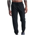 thumbnail image 1 of BXINGOHAI Men's Casual Pants Stretchy Drawstring Jogger Pants Elastic Waistband Resistant Pants Solid Pant Athletic Track Pants With Zipper Pocket Today Deals Black,XXL, 1 of 5