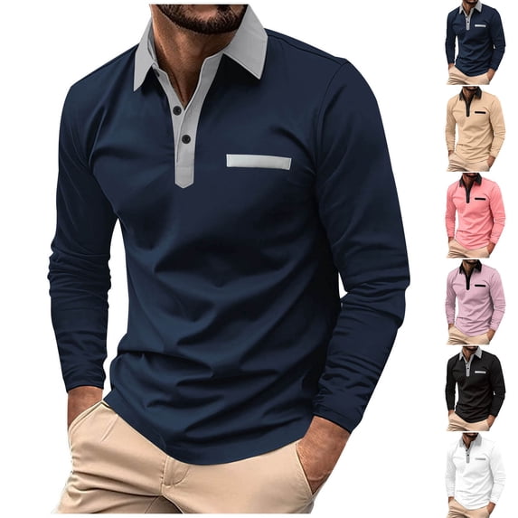 BXINGOHAI Men's Casual Shirts Classic Button Basic Long Sleeve Shirt Solid Color Tees Stylish Tops White,M